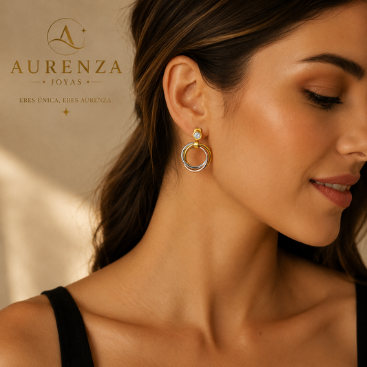 Aretes Trinity Eternity™ | Triple Aro Entrelazado en Oro 18K