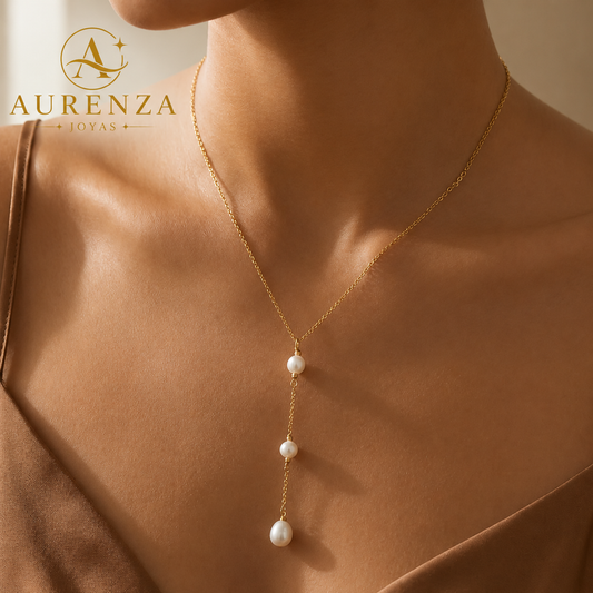 Collar Perla Aurora Dorada