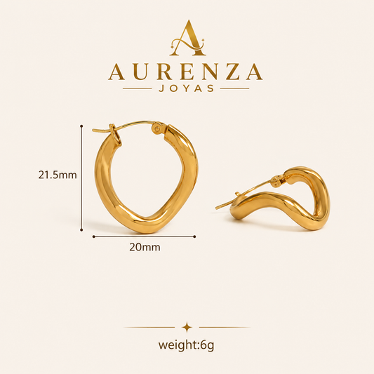 Aretes Évora bañados en oro de 18k
