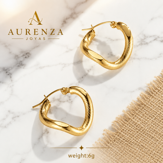 Aretes Évora bañados en oro de 18k