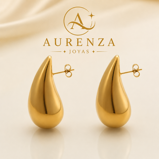 Aretes Gota Aurelia Chapado Oro 18K