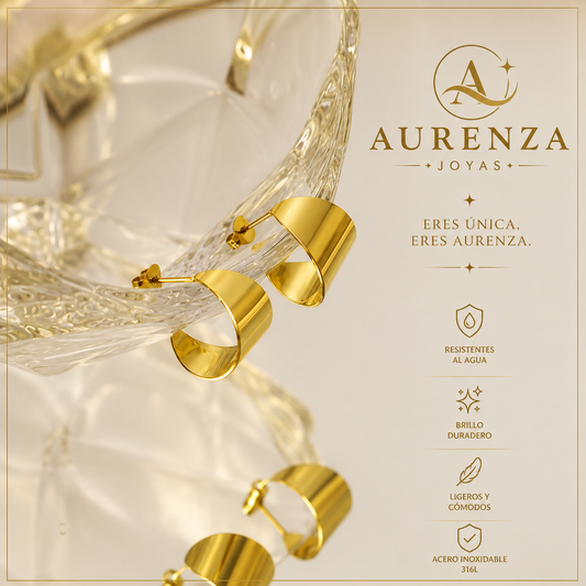 Pendientes Aurora Geométrica Baño Oro 18K