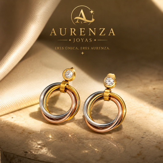 Aretes Trinity Eternity™ | Triple Aro Entrelazado en Oro 18K