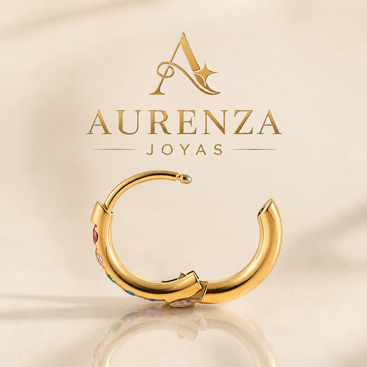Aretes Elara Circón baño oro 18k