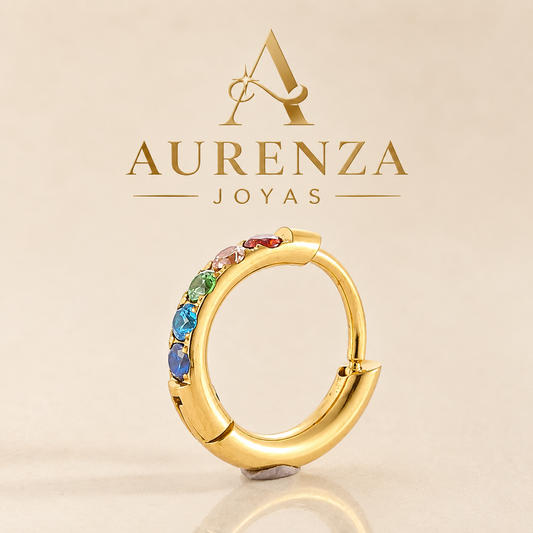 Aretes Elara Circón baño oro 18k