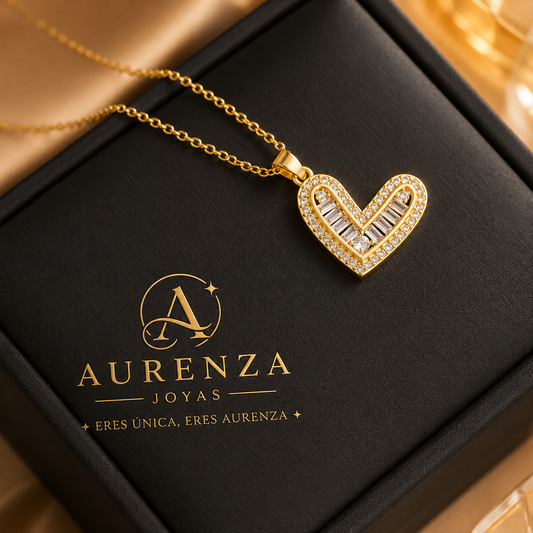 Collar Corazón Valentina baño oro 18k