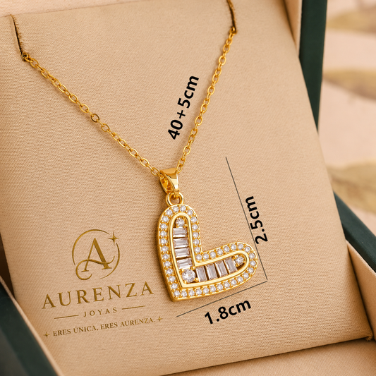 Collar Corazón Valentina baño oro 18k