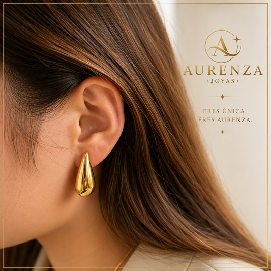 Aretes Gota Aurelia Chapado Oro 18K