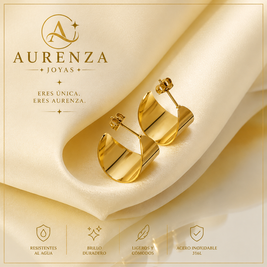Pendientes Aurora Geométrica Baño Oro 18K