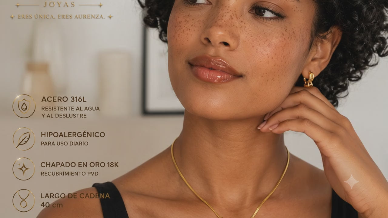 Collar Corazón Celeste | Chapado en Oro 18K