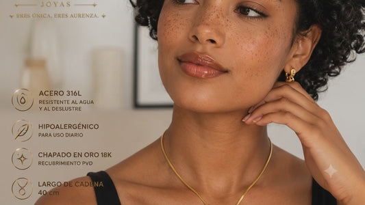Collar Corazón Celeste | Acero 316L Chapado en Oro 18K