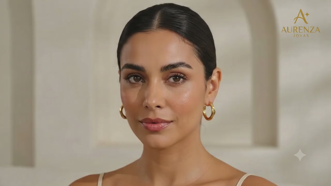 Aretes Évora bañados en oro de 18k