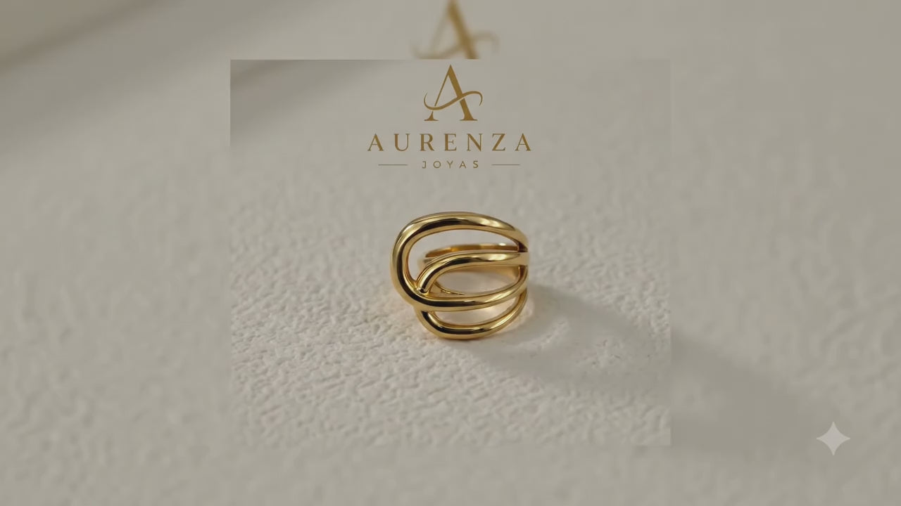 Acero Inoxidable 316L. Geométrico bañado en oro 18k