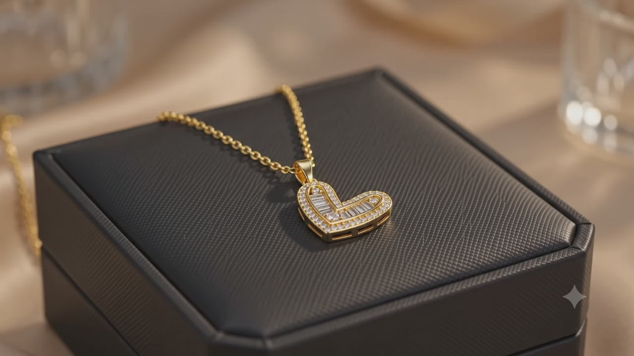 Collar Corazón Valentina baño oro 18k